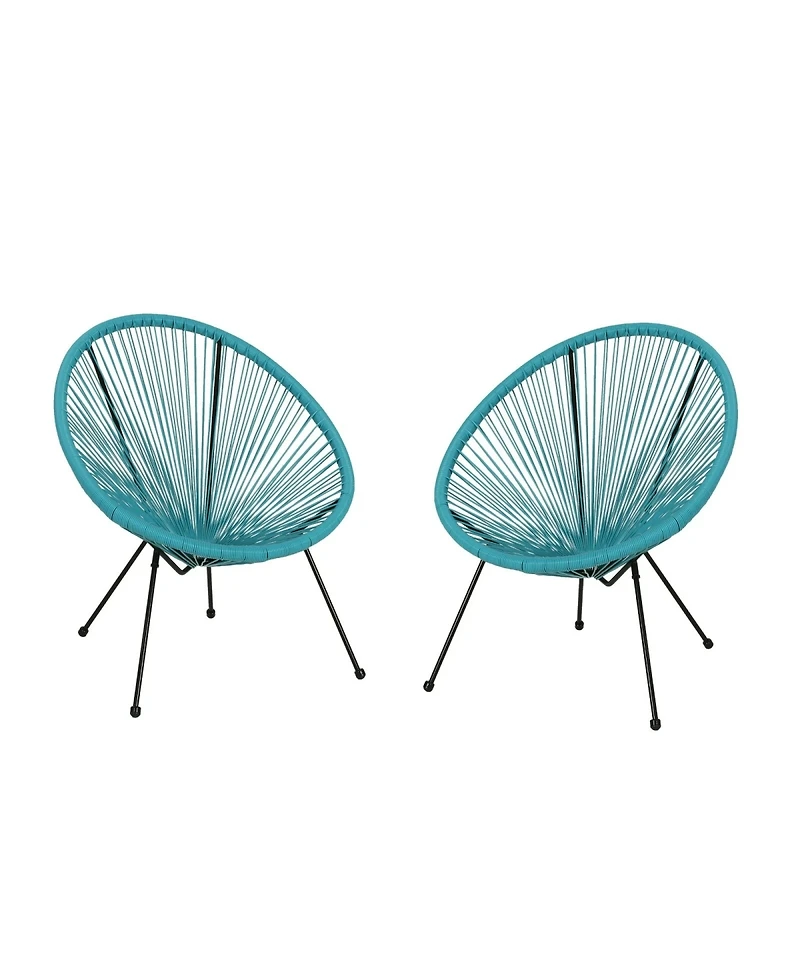 Streamdale Furniture Modern Steel and Faux Rattan Outdoor Basket Chairs, Set of 2