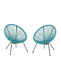 Streamdale Furniture Modern Steel and Faux Rattan Outdoor Basket Chairs, Set of 2