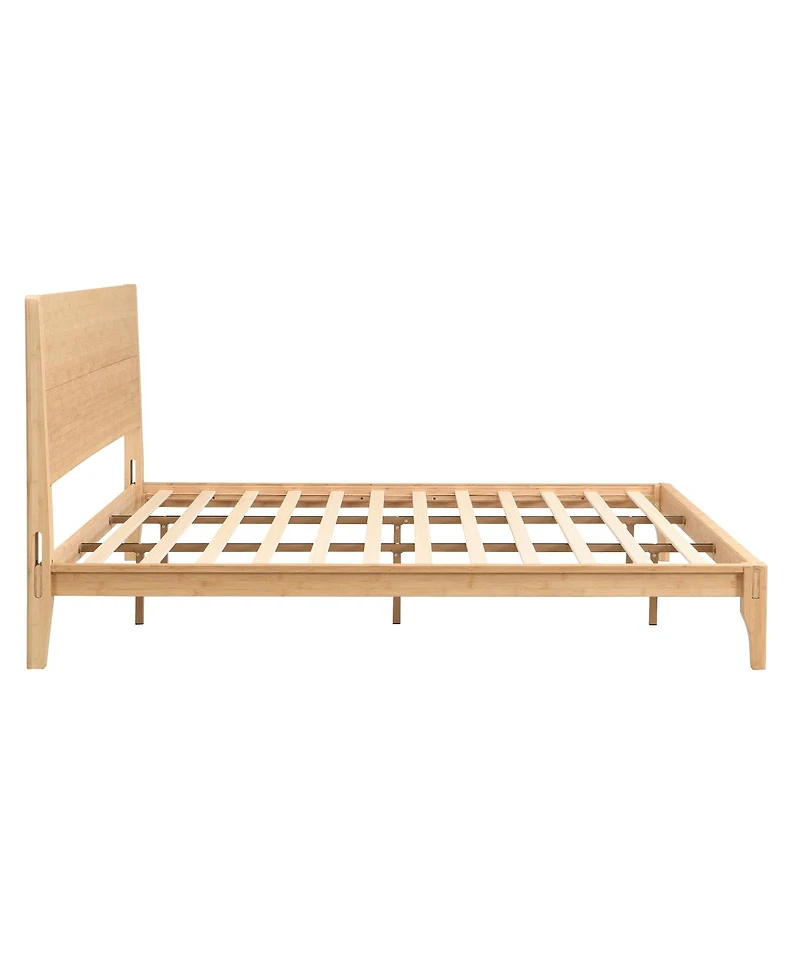Streamdale Furniture Mid-Century Modern 12'' Bamboo King Platform Bed with Wood Slat Support