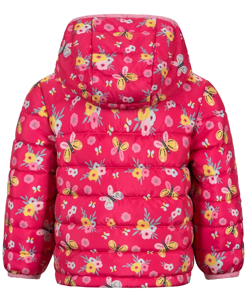S Rothschild & Co Toddler Girls' 2T-5T Long-Sleeve Printed Midweight Butterfly Packable Jacket