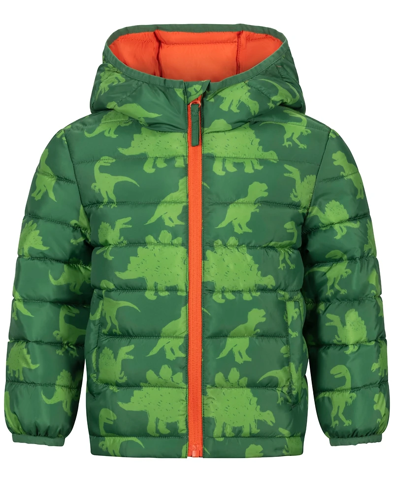 S Rothschild & Co Toddler Boys' 2T-5T Long-Sleeve Dino Print Midweight Packable Jacket
