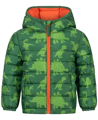 S Rothschild & Co Toddler Boys' 2T-5T Long-Sleeve Dino Print Midweight Packable Jacket