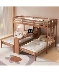 Streamdale Furniture Twin Bunk Bed With Desk, Storage, Lamp, 3-in-1