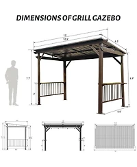 Streamdale Furniture Hardtop Grill Gazebo with Shelves and Galvanized Steel Roof