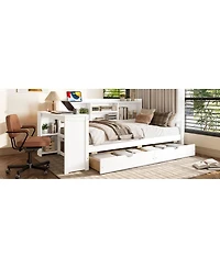 Streamdale Furniture Twin Corner Daybed With Storage, Desk, and Charging
