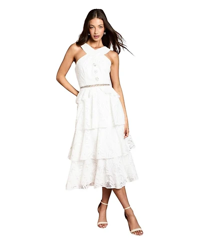 Coast Women's Tiered Lace Halter Neck Midi Dress