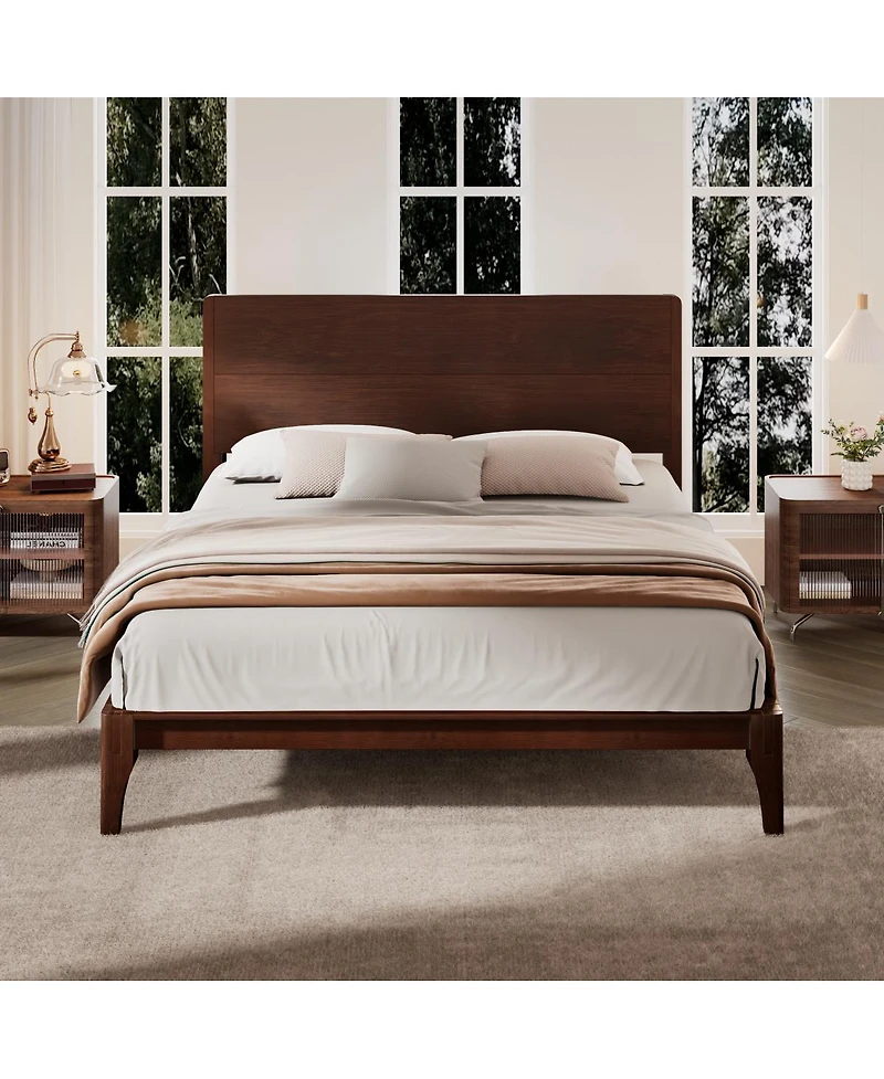 Streamdale Furniture Mid-Century Modern 12'' Bamboo Queen Platform Bed