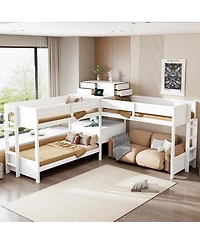 Streamdale Furniture L-Shaped Bunk Bed with Desk, Drawers, Usb/Power