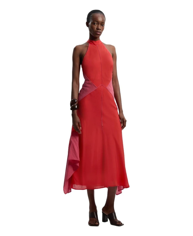 Karen Millen Women's Block Halter Midi A-Line Dress