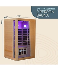 LifePro RejuvaCure Duet 2-Person Wooden Far Infrared Home Sauna with Chromotherapy, Bluetooth Speakers & Canadian Hemlock Construction