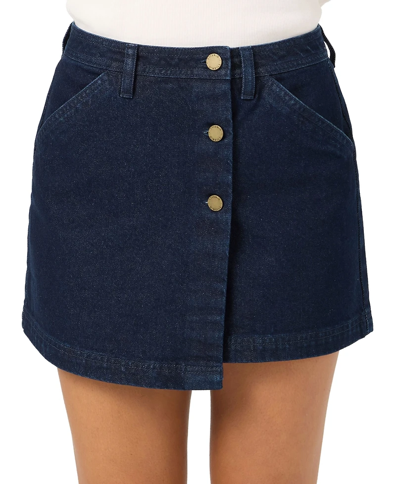 O'Neill Women's Originals Low-Rise Wrap-Front Denim Mini Skirt