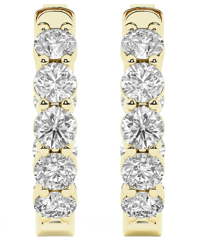 Forever Grown Diamonds Lab-Grown Diamond Hoop Earrings (2 ct. t.w.) in 14k Yellow Gold-Plating Over Sterling Silver