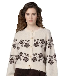 Blank Nyc Women's Floral Scoop Neck Cardigan Sweater