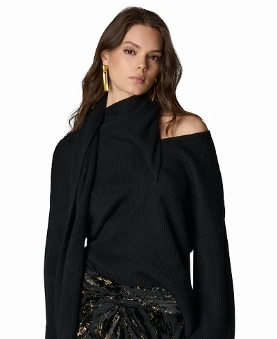Donna Karan New York Women's Wide-Sleeve Scarf-Collar Sweater