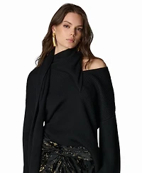 Donna Karan New York Women's Wide-Sleeve Scarf-Collar Sweater