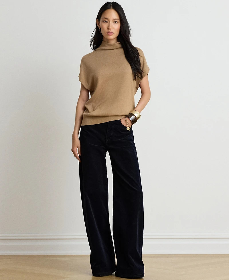 Lauren Ralph Women's Mock Neck Cap-Sleeve Sweater