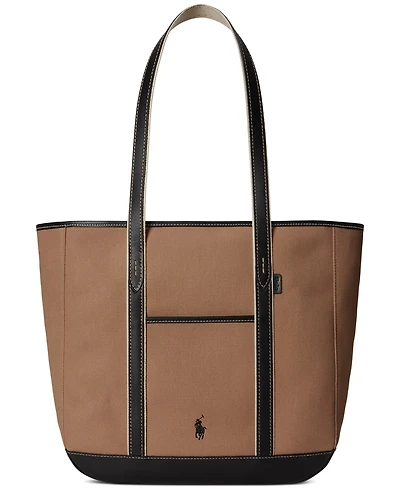 Polo Ralph Lauren Leather-Trim Canvas Medium Shopper Tote