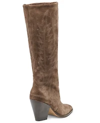 Dolce Vita Women's Janaya Embroidered Contrast Stitch Block Heel Tall Western Boots
