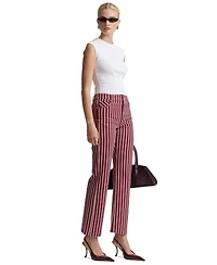 Avec Les Filles Women's Mid-Rise Striped Bootcut Cotton-Blend Jeans