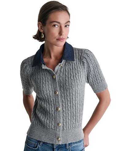 Bcbg Women's Short-Sleeve Cable-Knit Cardigan