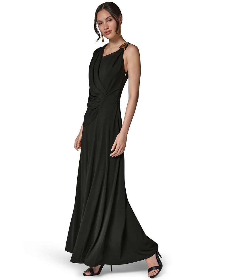 Donna Karan New York Women's Asymmetrical Neck Draped Gown