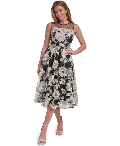 Eliza J Petite Jewel Neck Sleeveless Midi Dress