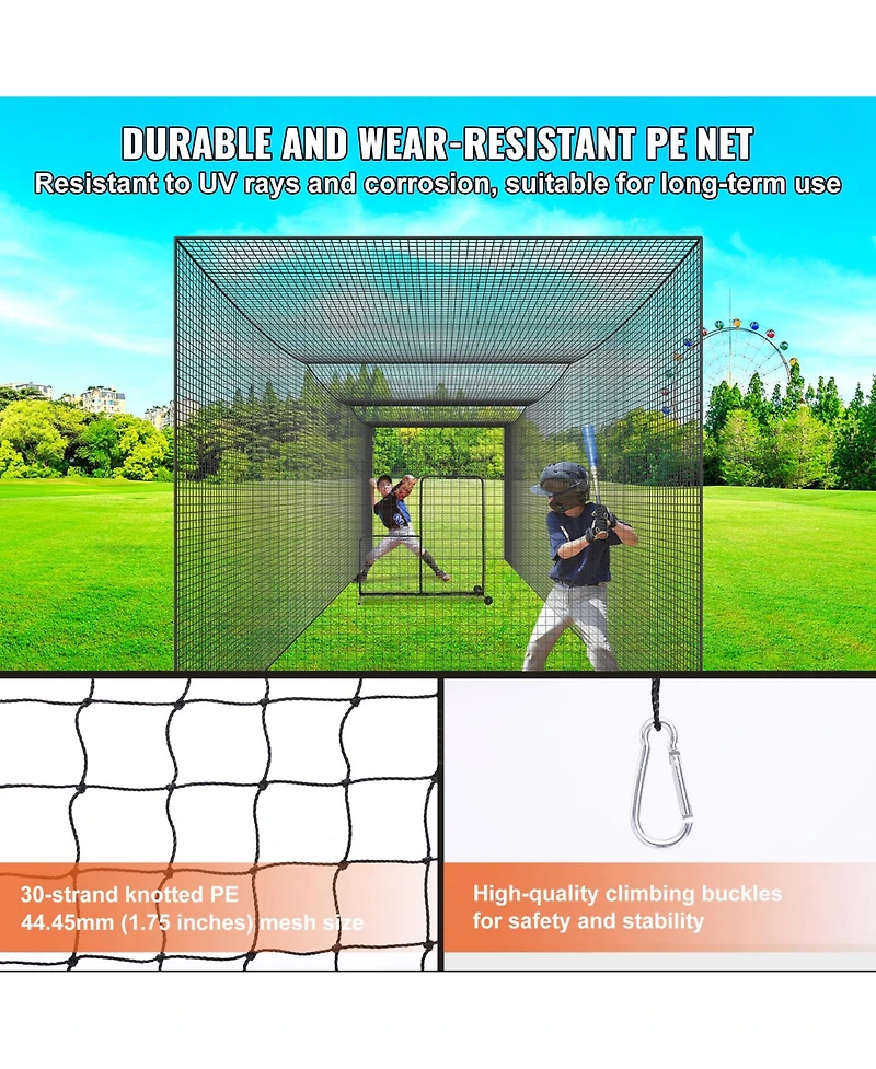 Vevor 35FT Softball Baseball Cage Netting Heavy Duty Pe Pitching Batting Net