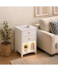 gaomon Set of 2 Mid-Century Nightstands with Charging Station