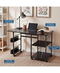 Gaomon 31.5" Rolling Folding Desk with Storage Shelf and Side Organizer