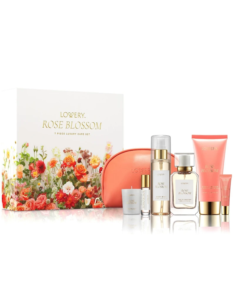 Lovery 8-Piece Rose Blossom Bath and Body Care Gift Set