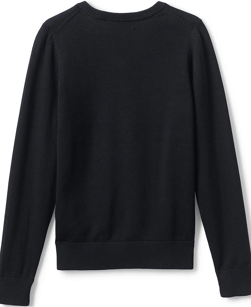 Lands' End Boys School Uniform Cotton Modal Fine Gauge V-neck Sweater