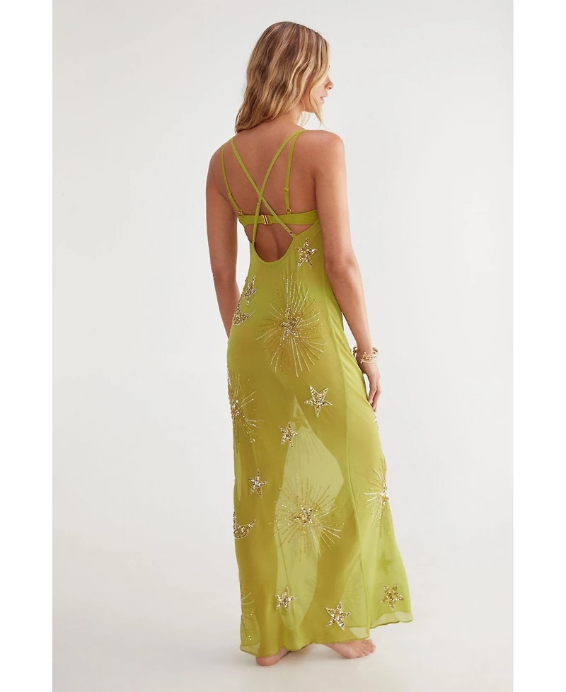 Nasty Gal Women's Celestial Cowl Neck Embellished-Sequin Maxi Dress