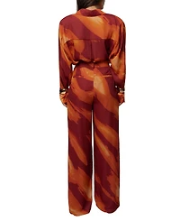 Jluxlabel Women's Soft Pleated High-Waisted Wide-Leg Trouser