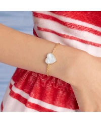 The Lovery Large Mother of Pearl Cz Halo Single Heart Bracelet 14K Gold-Plated Sterling Silver
