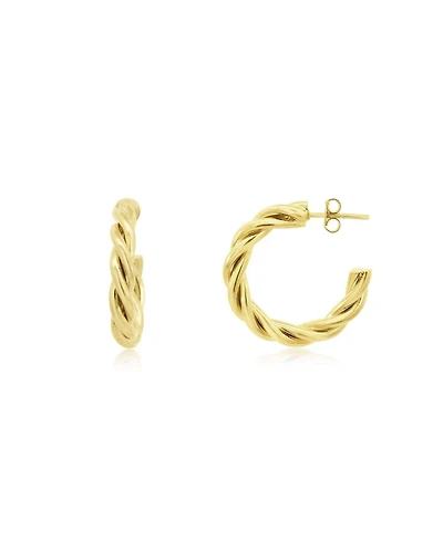 The Lovery Thin Twist Hoop Earrings 18K Gold Filled Over Brass