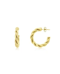 The Lovery Thin Twist Hoop Earrings 18K Gold Filled Over Brass