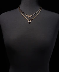 Lonna & Lilly Jet Crystal Two Row Pendant Necklace, 16" + 3" extender
