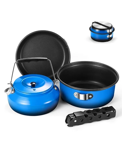 Piscifun 5-piece Camping Cookware Set Nonstick Pot Pan Kettle With Removable Handle For Hiking Picnic