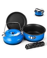 Piscifun 5-piece Camping Cookware Set Nonstick Pot Pan Kettle With Removable Handle For Hiking Picnic