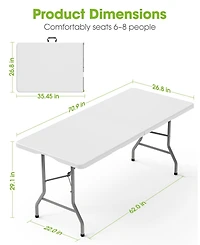 Aofar 6Feet Folding Table Portable Camping Party Picnic Handle Lock