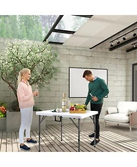 Aofar 34" Folding Card Table Portable Hdpe Indoor Outdoor
