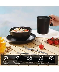 Piscifun Camping Mess Kit Stainless Steel Cutlery Set Cup Bowl Plate For Travel Picnic Outdoor