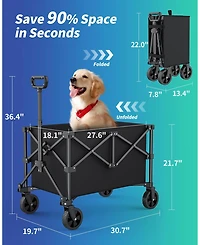 Gnuadz Collapsible Wagon With Wheels Foldable Dog Cart Utility Shopping Cart camping