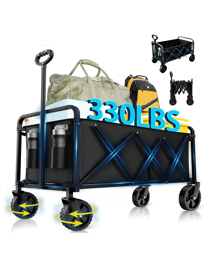 Gnuadz Collapsible Wagon Wheels Foldable Cart Steel Frame Portable Utility Sports Garden Camping