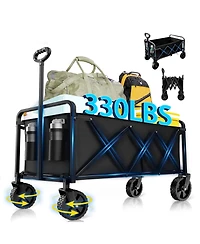 Gnuadz Collapsible Wagon Wheels Foldable Cart Steel Frame Portable Utility Sports Garden Camping