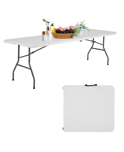 Aofar 8 Feet Folding Table Portable Plastic Steel Frame Lock Handle