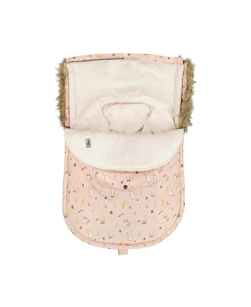 Deux par Deux Baby Girl Bunting Bag for Car Seats and Strollers Pink Animal Print