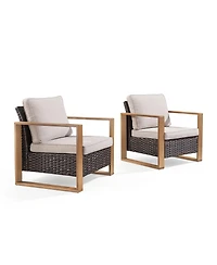 Pocassy Wicker Patio Chairs Set of 2,Oversize Outdoor with High Backrest Metal Armrest, All Weather Pe Rattan Seating