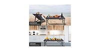 homfan 4FT Folding Table – Adjustable Height, Waterproof, Easy Clean, Portable Plastic with Handle, Fold-in-Half Design, Steel Frame, 300LBS Capacity
