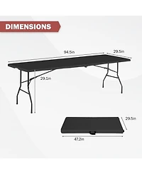 Aofar 8 Feet Folding Table Portable Plastic Steel Frame Lock Handle Events Camping Indoor Outdoor